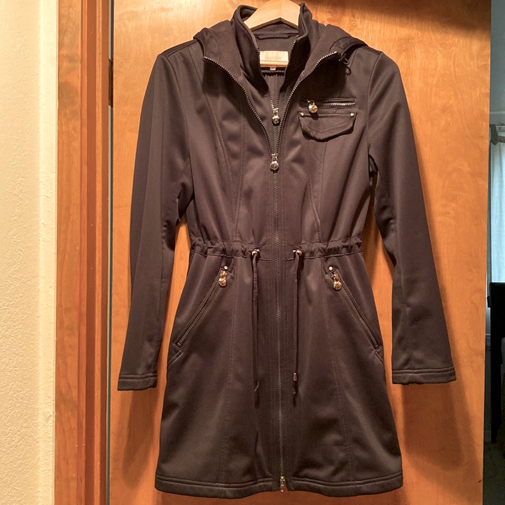 Stylish black coat. Rain resistant.